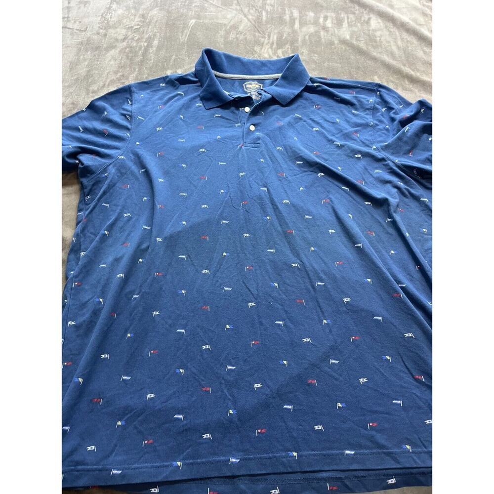Foundry Mens 3XL Polo Shirt Golf Blue Casual Short Sleeve flags